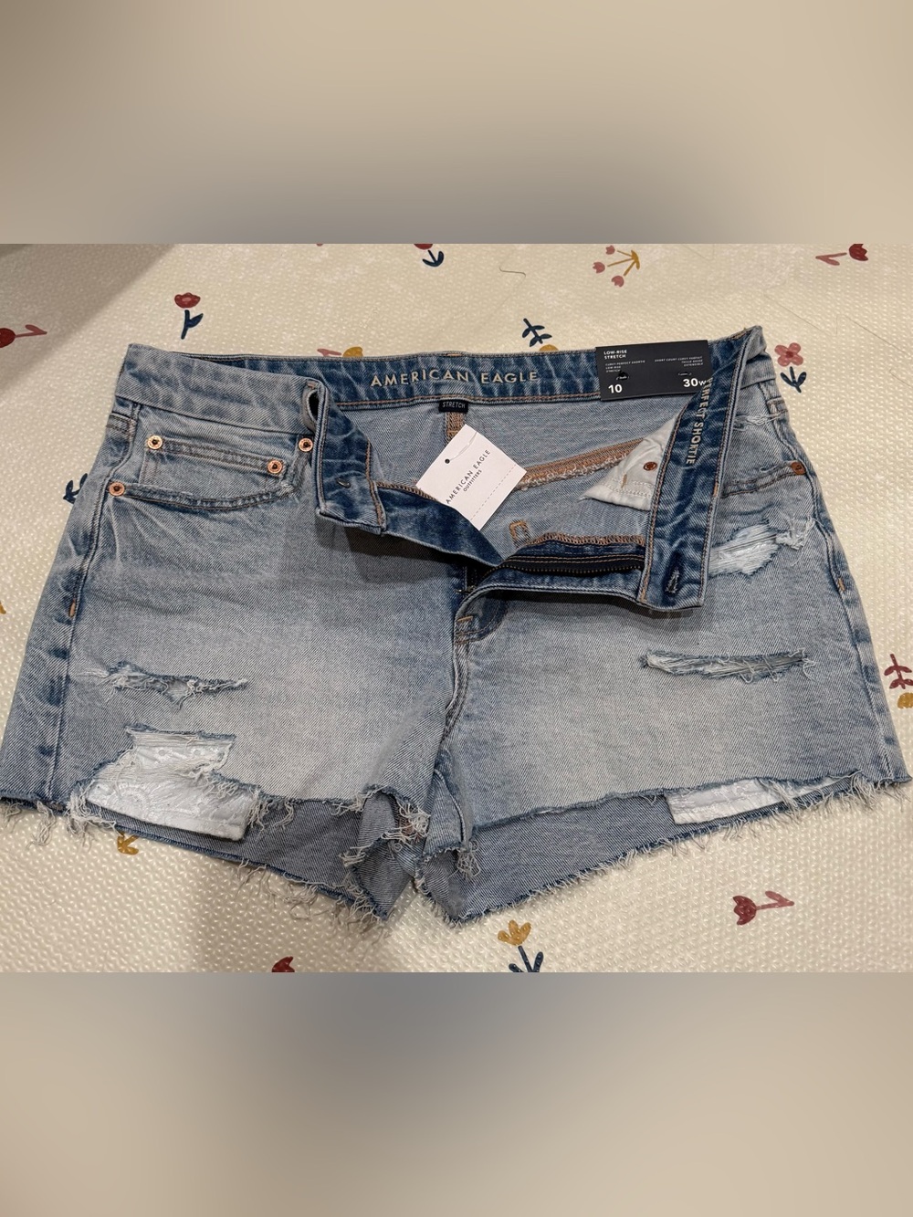 American Eagle Outfitters Light Wash Distressed Denim Shorts